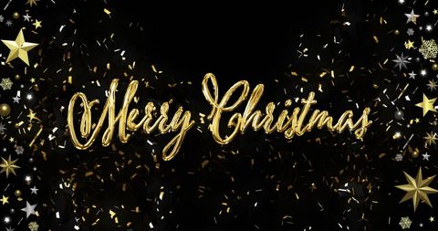 Festive Merry Christmas Glittering Gold Decorations