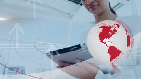 Global Networking Concept with Businesswoman and Digital World Connections