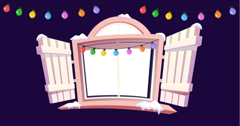 transparent window frame with snow and christmas fairy lights - Download Free Stock Videos Pikwizard.com