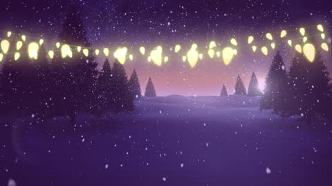 Enchanting Winter Forest with Magical String Lights