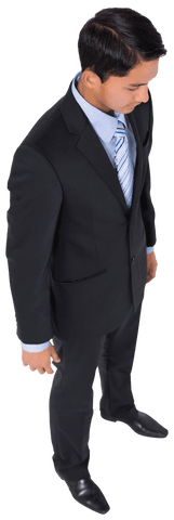 Transparent Isolated Businessman in Suit Looking Down