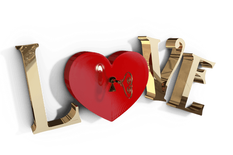 Golden Love Text and Heart Key Design on Transparent Background - Download Free Stock Videos Pikwizard.com