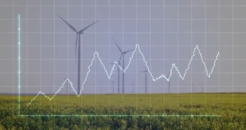 Wind Turbines and Graph Depicting Fluctuating Power Output