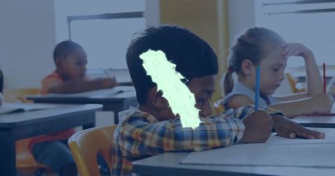 Focused Children Studying in Classroom Environment