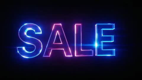 Pulsing Neon 3D SALE Typography Animation with Glinting Reflections and Gradient Glow