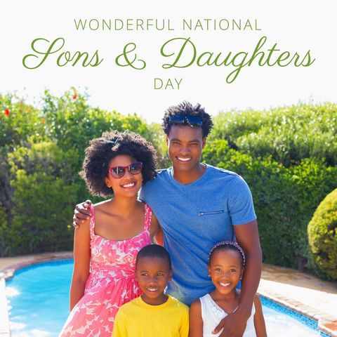 Happy african american family celebrating national sons and daughters day