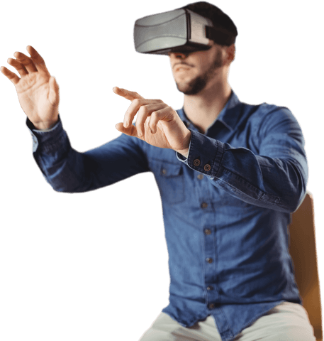Man Engaged in Virtual Reality Experience with VR Headset - Download Free Stock Videos Pikwizard.com