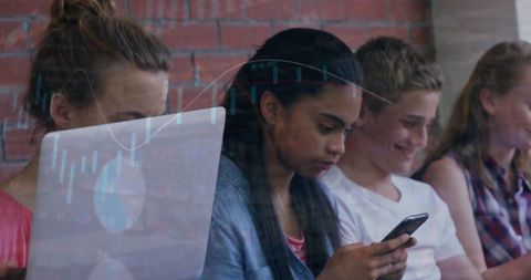 Students Engaging with Technology and Financial Data Overlays