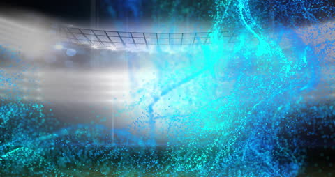 Dynamic Blue Animated Effect Over Sports Stadium Scene