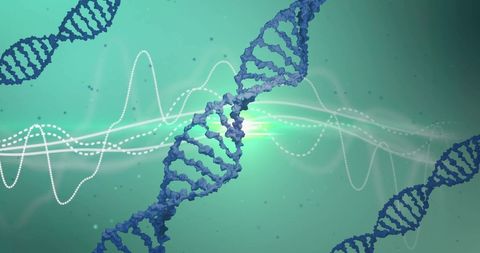 Digital DNA Strands with Data Visualization on Green - Download Free Stock Images Pikwizard.com