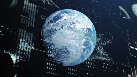 Global Technology and Financial Data in Futuristic HUD Design