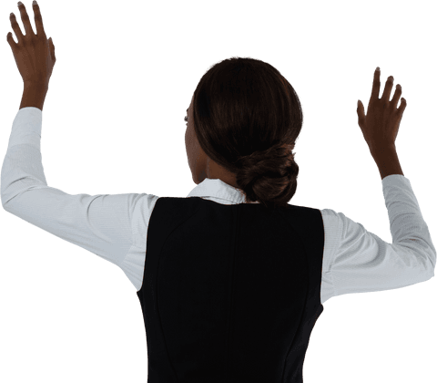 Transparent View of Businesswoman Urban Interface Interaction