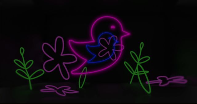 Colorful Neon Bird and Flower Illustration Adds Playful Ambiance - Download Free Stock Images Pikwizard.com