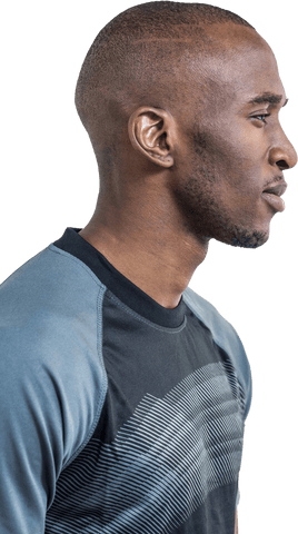 Confident Young Male Athlete Looking Determined on Transparent Background