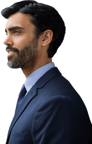 Happy Latino Businessman Smiling on Transparent Background