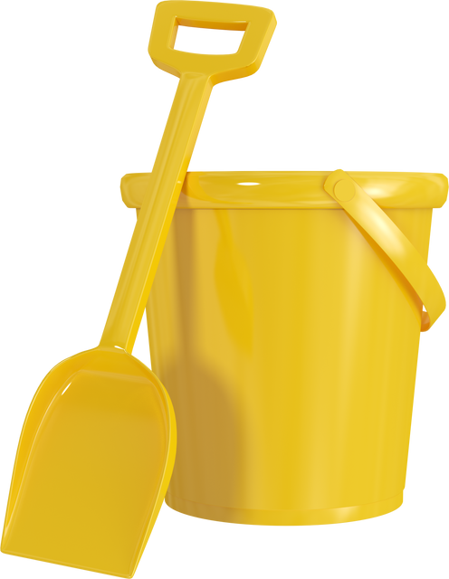 Yellow Transparent Bucket with Shovel for Beach Fun - Download Free Stock Videos Pikwizard.com