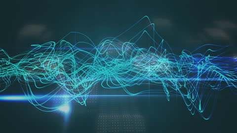 Digital Wave Patterns with Blue Light Trails in Technology Concept