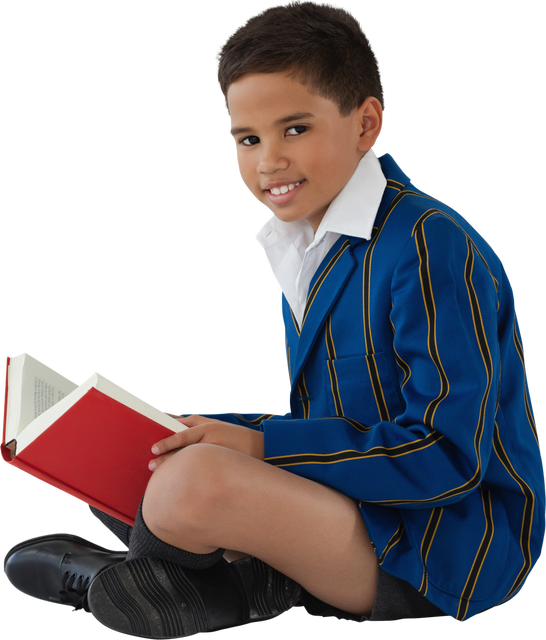 Smiling Schoolboy in Uniform Reading Transparent - Download Free Stock Videos Pikwizard.com