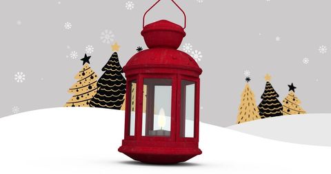 Festive Christmas Lantern in Winter Wonderland - Download Free Stock Images Pikwizard.com