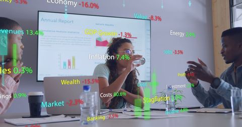 Modern Team Analyzing Data with Digital Financial Graphs