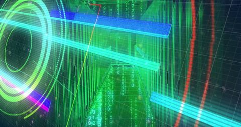 Abstract Digital Interface in Green Lit Server Room - Download Free Stock Images Pikwizard.com