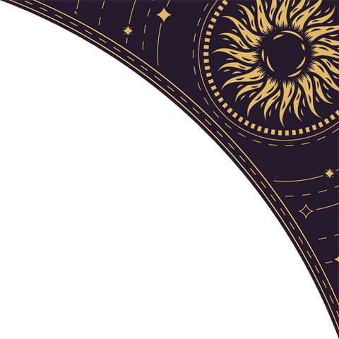 Decorative celestial sun motif on transparent background