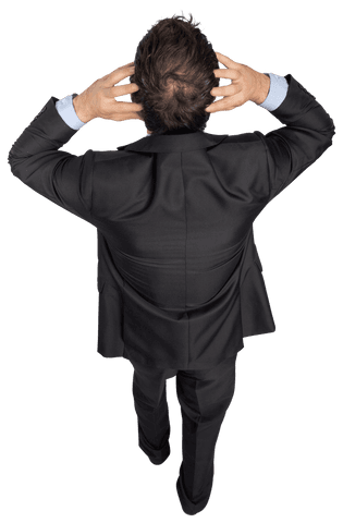 Transparent View Stressed Businessman Hands On Head Suit - Download Free Stock Videos Pikwizard.com