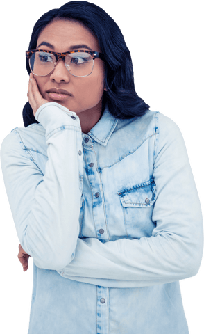 Transparent Thoughtful Asian Woman Pondering Expression