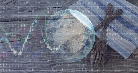 Global Financial Data with Earth and Digital Interface Overlay
