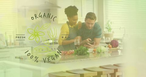 Diverse Couple Cooking Healthy Organic Vegan Meal in Kitchen - Download Free Stock Images Pikwizard.com