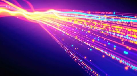 Neon Light Trails and Binary Code in Futuristic Digital Network - Download Free Stock Images Pikwizard.com