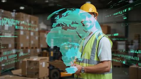 Warehouse Worker Using AR Technology for Inventory Management