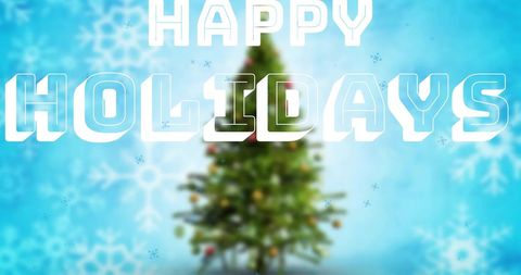Festive Happy Holidays Greeting with Decorated Christmas Tree - Download Free Stock Images Pikwizard.com