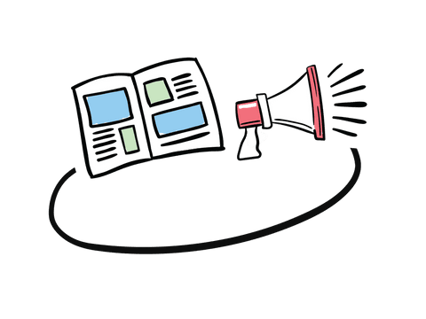 Megaphone and Newspaper on Transparent Background Illustrating Information