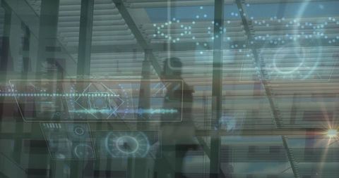 Digital Interface Overlaying Business Environment in Office Scene - Download Free Stock Images Pikwizard.com