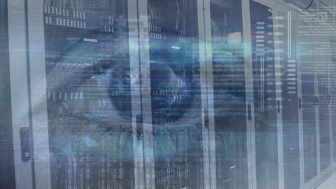 Digital Eye Overseeing Data Processing in Server Room