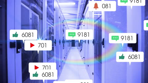 Growing Social Media Interactions in Futuristic Server Room