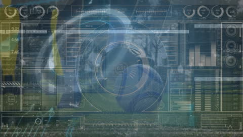 Futuristic Data Processing and Digital HUD Animation