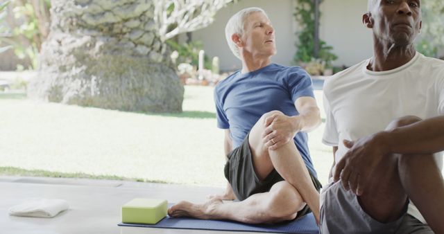 Senior Men Practicing Yoga Outdoors in Relaxing Setting - Download Free Stock Images Pikwizard.com