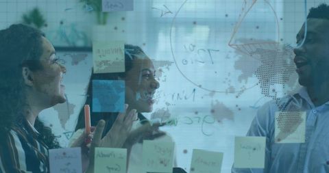 Diverse Business Team Collaborating with Digital Interface Concept