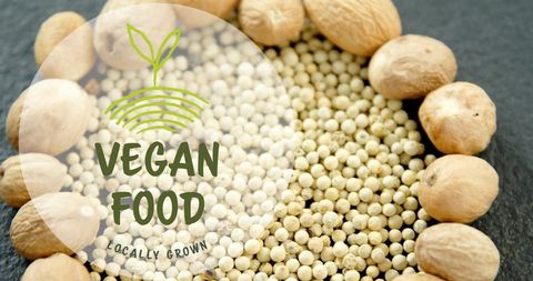 Locally Grown Vegan Foods Concept with Grains and Nuts