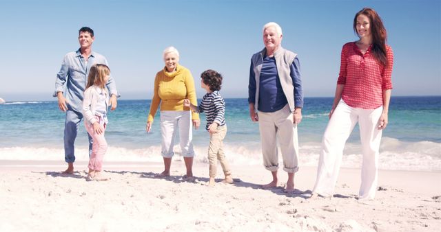 Multigenerational Family Enjoying Beach Vacation on Sunny Day - Download Free Stock Images Pikwizard.com