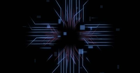 Futuristic Digital Circuit with Data Flow on Black Background - Download Free Stock Images Pikwizard.com