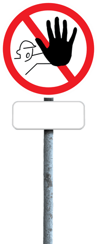 Red road sign with blank placard on transparent background
