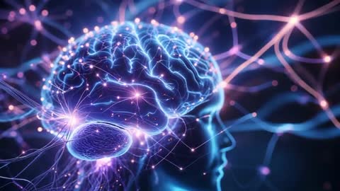 Futuristic Neural Activity Inside Translucent Brain Concept