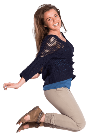 cheerful woman jumping joyfully in transparent background - Download Free Stock Videos Pikwizard.com