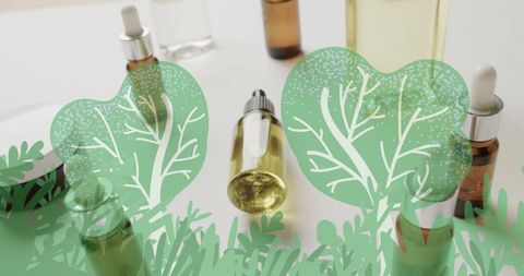 Organic beauty products with nature-inspired overlay