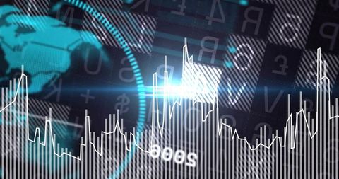 Futuristic digital dashboard with global financial analytics