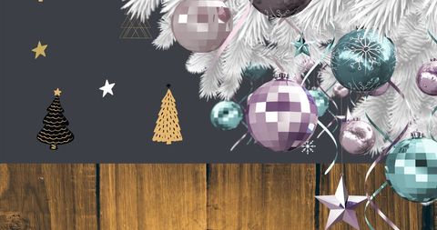 festively decorated christmas tree with baubles - Download Free Stock Images Pikwizard.com