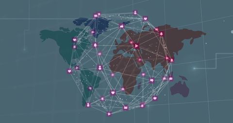 global network visualization with world map overlay - Download Free Stock Images Pikwizard.com